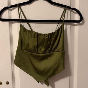 Garage Olive Green Tie Up Tank